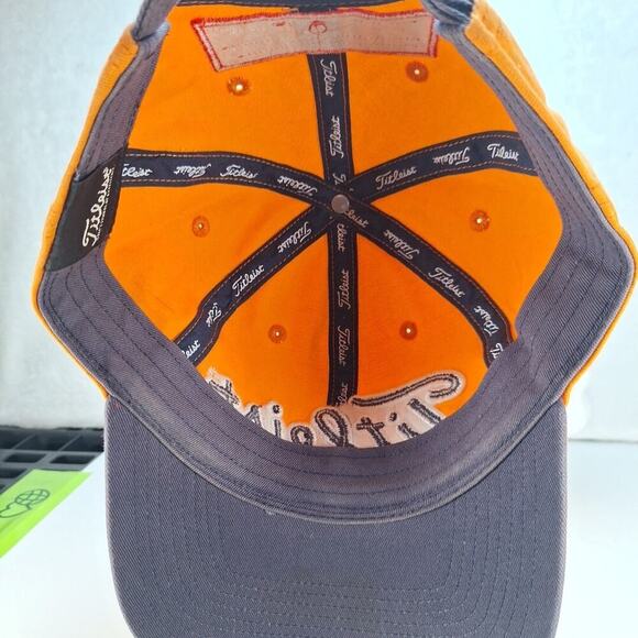 Titleist Pro V1 FJ Embroidered Hat Orange Navy Logo Adjustable Dad Cap Cotton - Picture 6 of 8
